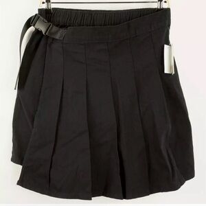 NWT Nordstrom BP. Wrap Front Buckle Pleated Black Mini Skirt Size L